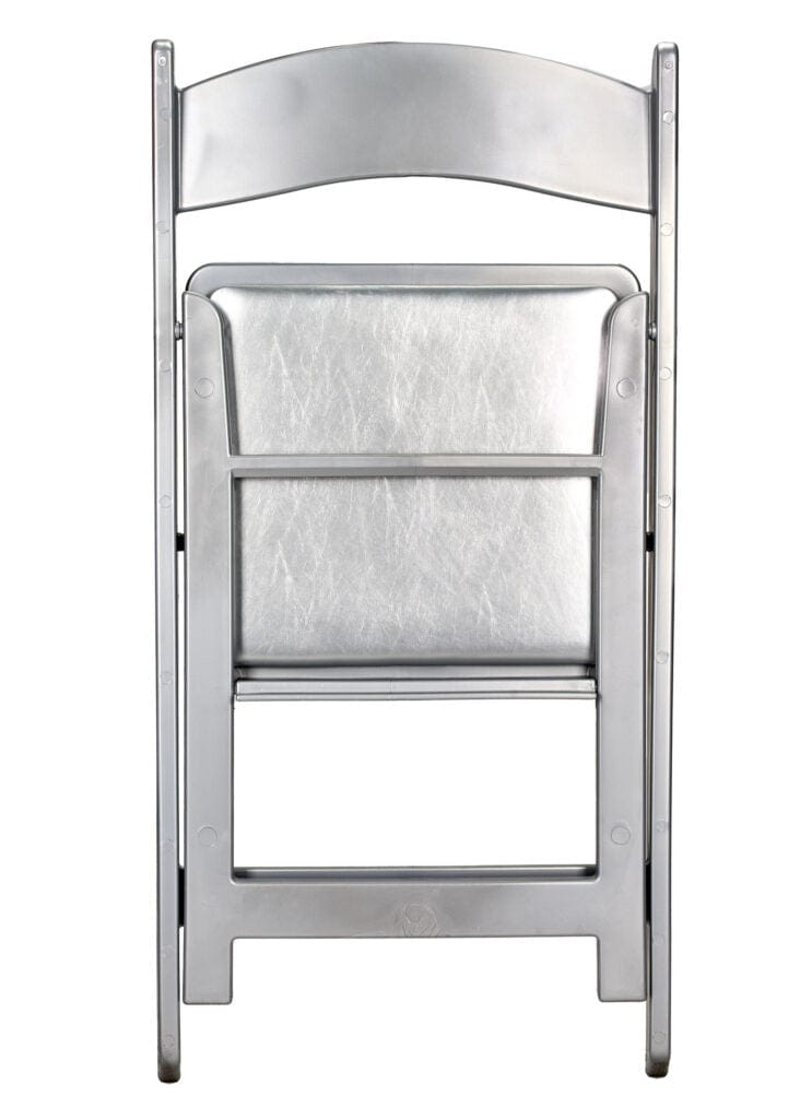Chivari Silver with Silver Vinyl Cushion Resin Steel Skeleton™ Folding Chair CFRS-ST-A
