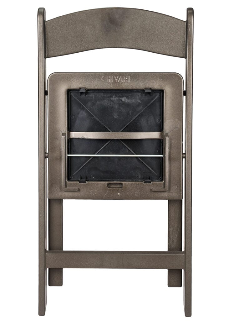 Chivari Silver Onyx with Vinyl Cushion Resin Steel Skeleton™ Folding Chair CFRSO-ST-A