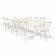 Chivari White Distressed X-Leg Farm Table Dining Set with 10 Chairs TFARM-WHITEDIS-X-LEG-KIT-CXR-AX