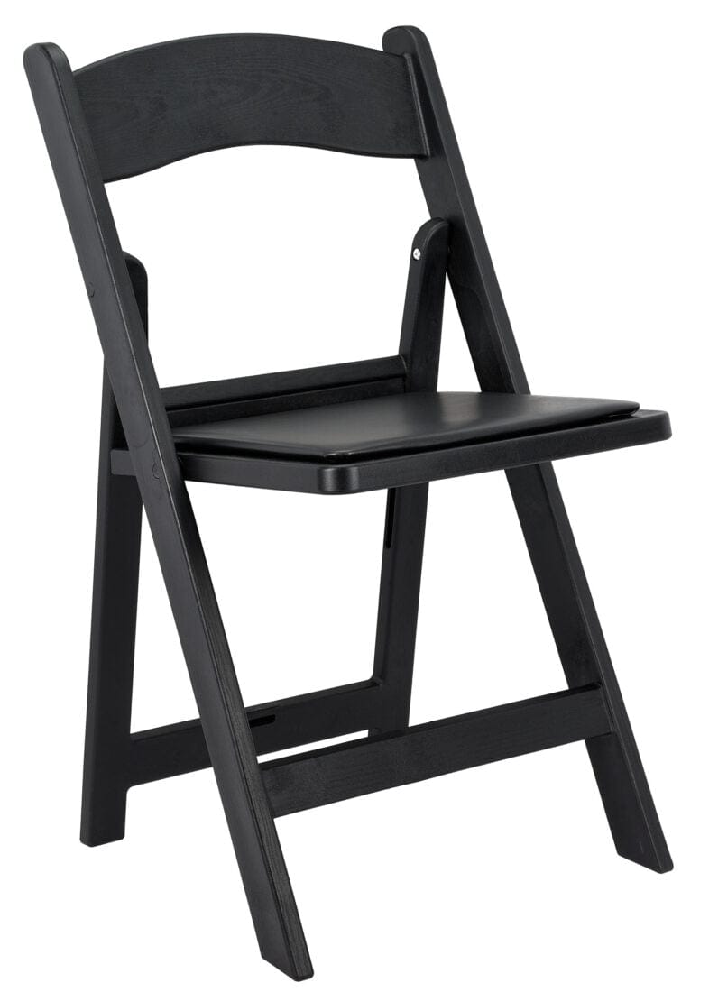 Chivari Black WoodGrain™ Resin Steel Skeleton™ Folding Chair with Black Seat CFRBB-ST-A