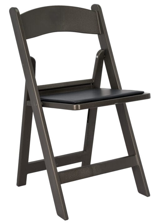 Chivari Silver Onyx with Vinyl Cushion Resin Steel Skeleton™ Folding Chair CFRSO-ST-A