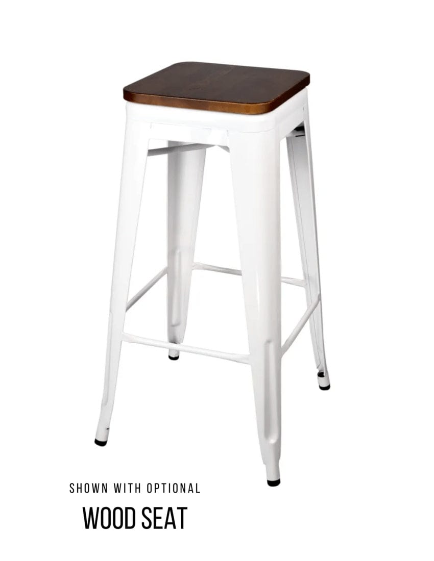 Chivari White Hi Gloss Tolix Style Metal Stool BTMW-AX-T