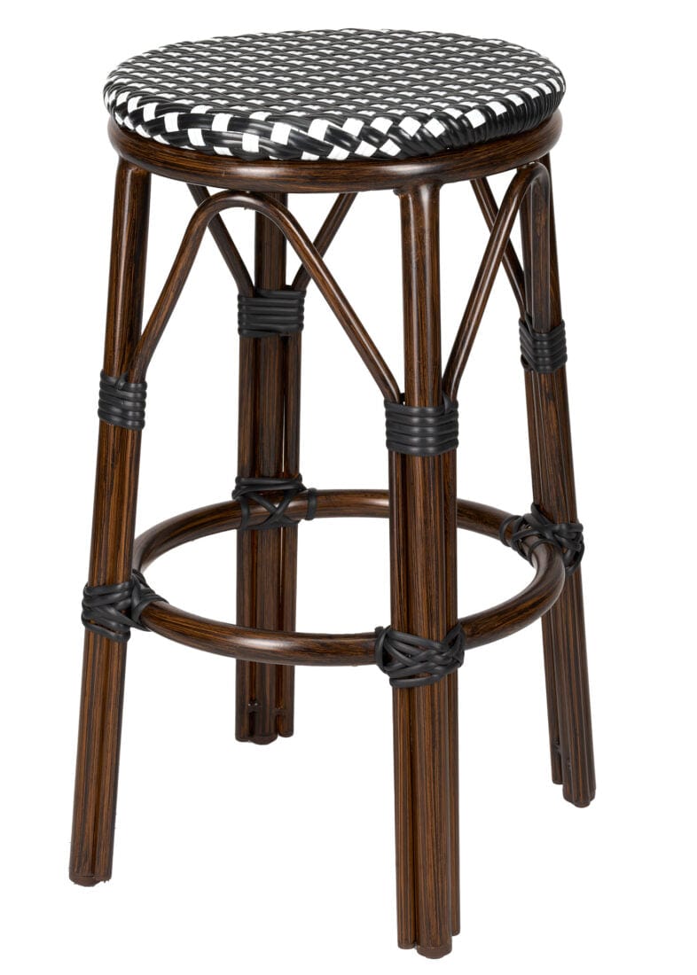 Toulouse Black on White 26" Counter Height No Back Bistro Barstool BCNBPBLA-AX-T