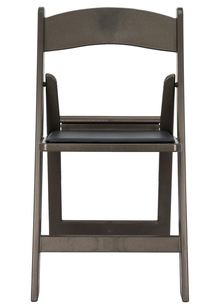 Chivari Silver Onyx with Vinyl Cushion Resin Steel Skeleton™ Folding Chair CFRSO-ST-A