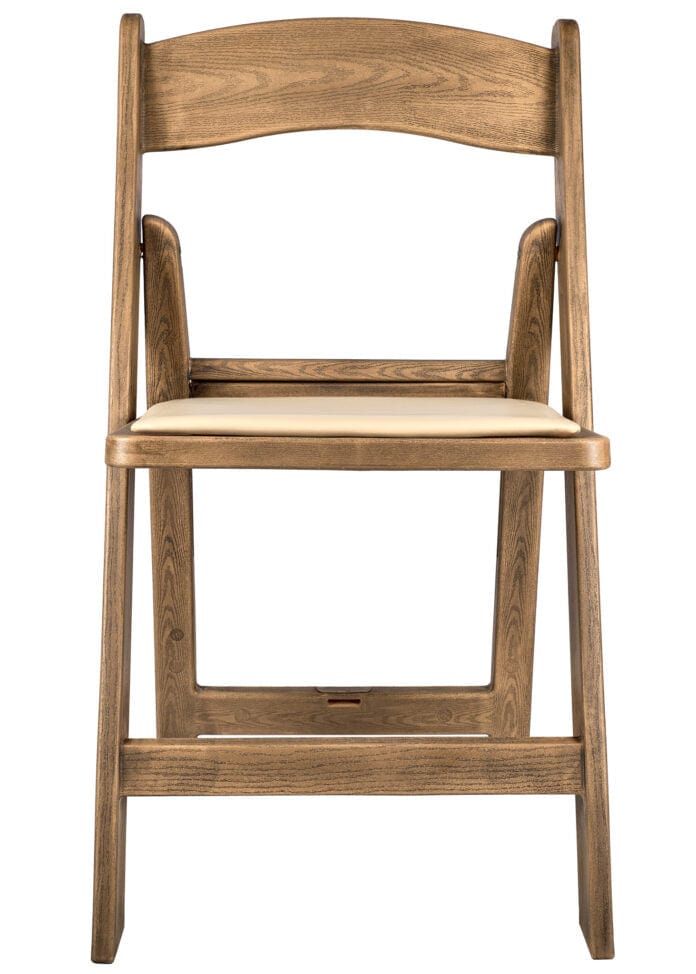 Chivari Chestnut WoodGrain™ Resin Steel Skeleton™ Folding Chair with Tan Seat CFRC-ST-A