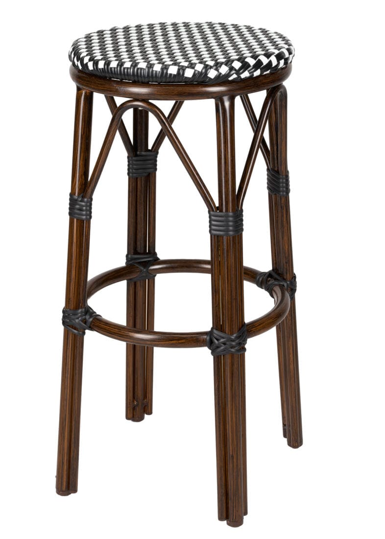 Toulouse Black on White 30" Full Height No Back Bistro Barstool BFNBPBLA-AX-T