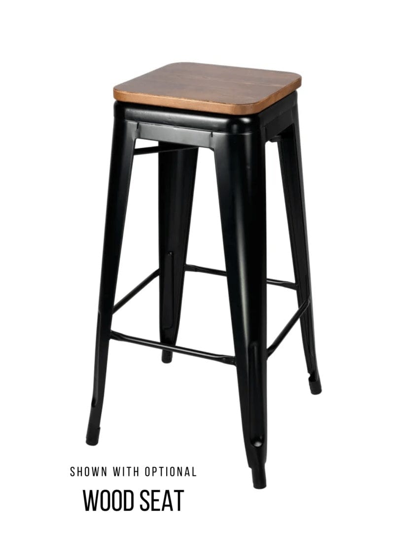 Chivari Black Hi Gloss Tolix Style Metal Stool BTMB-AX-T