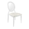 Chivari White Resin Louis Pop Chair Clear Back and White Vinyl Seat CLPRWWC-ZG-T