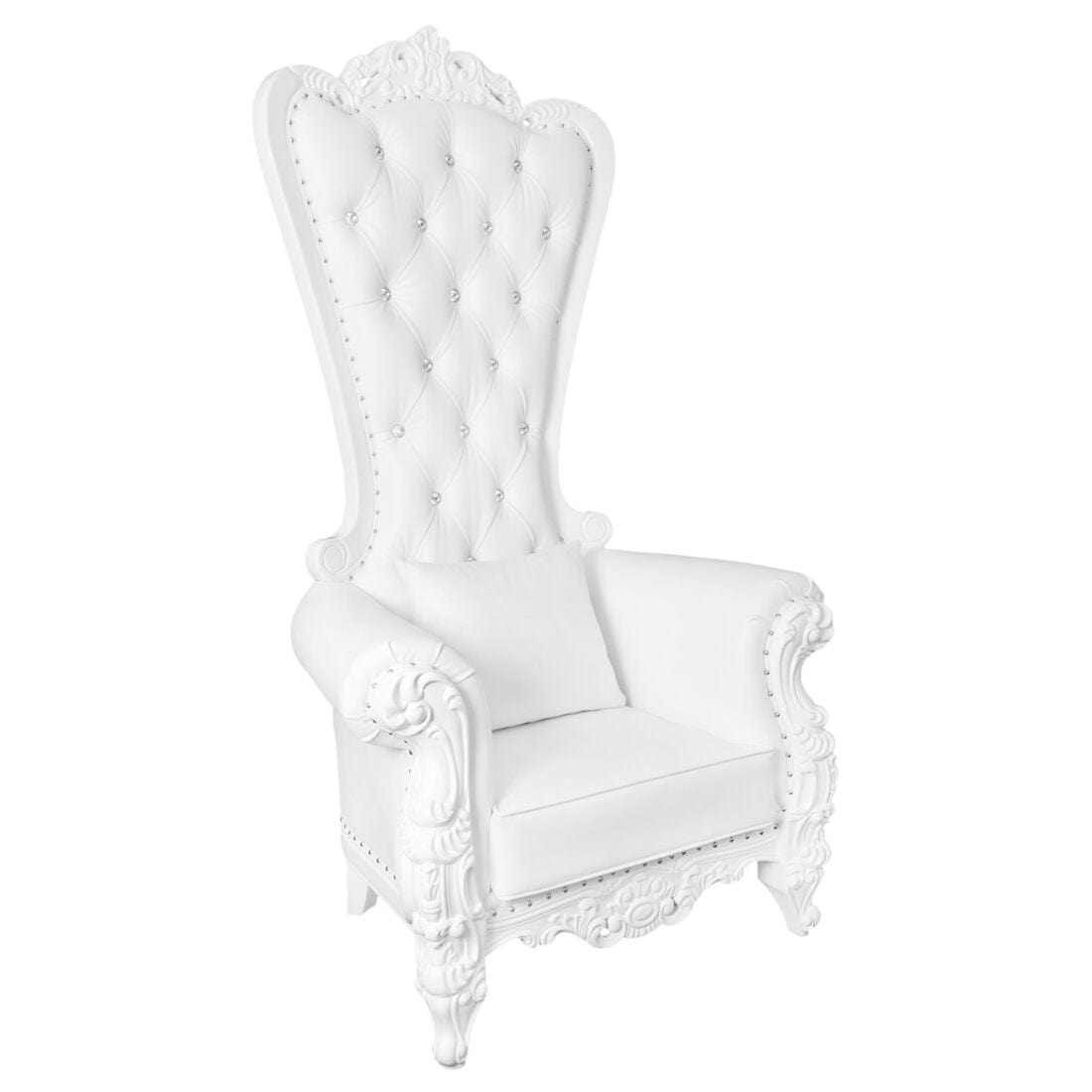 Chivari Throne Chair Wood White Frame White Vinyl Cushions CTWWW-ZG-T