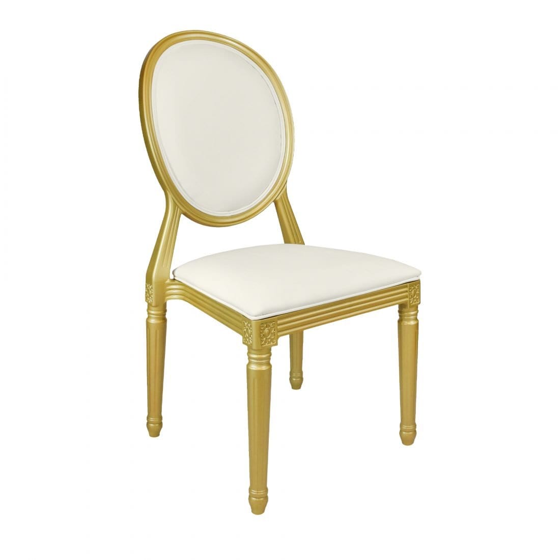 Chivari Gold Resin Louis Pop Chair White Vinyl Back and Seat CLPRSGWW-ZG-T
