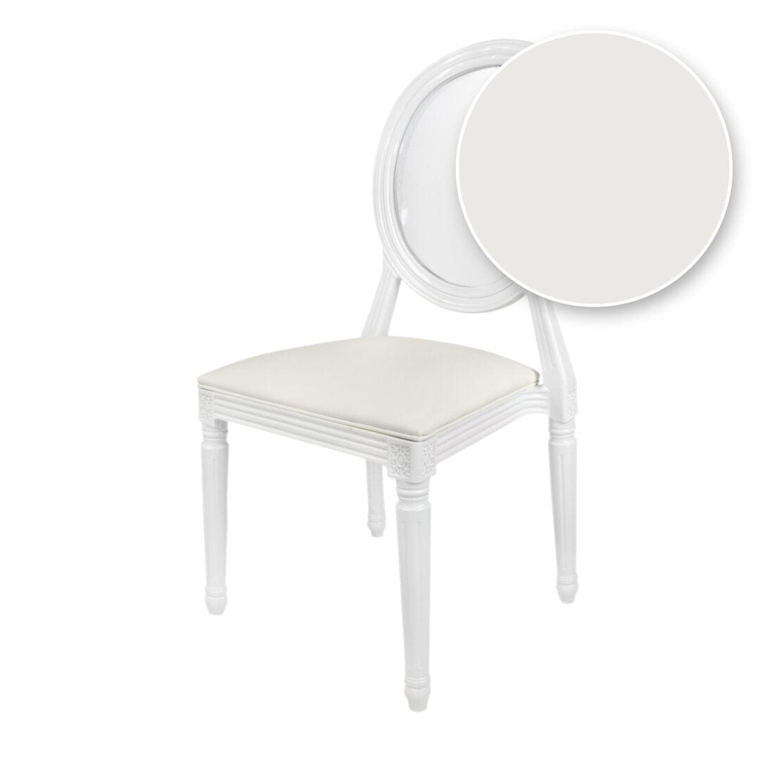 Chivari White Resin Louis Pop Chair Clear Back and White Vinyl Seat CLPRWWC-ZG-T