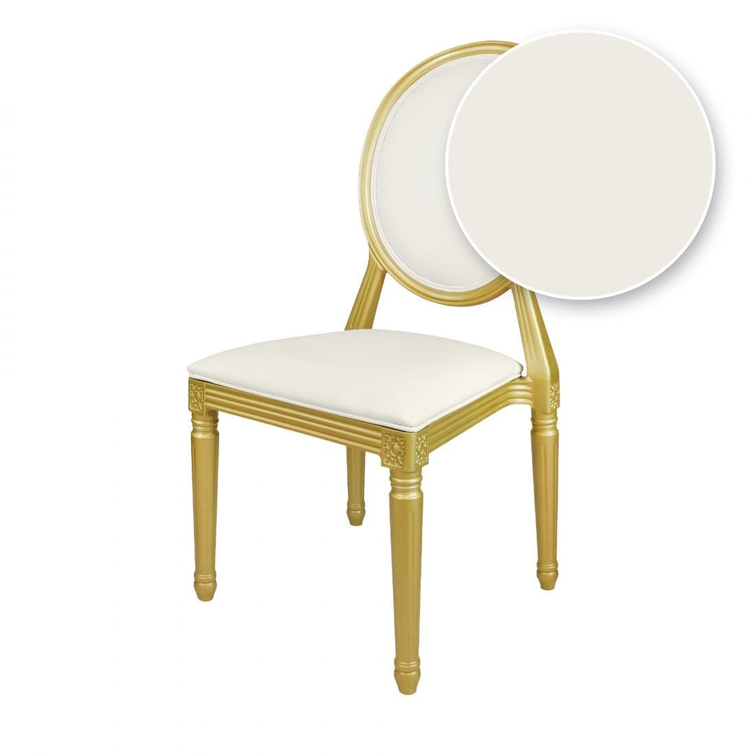 Chivari Gold Resin Louis Pop Chair White Vinyl Back and Seat CLPRSGWW-ZG-T