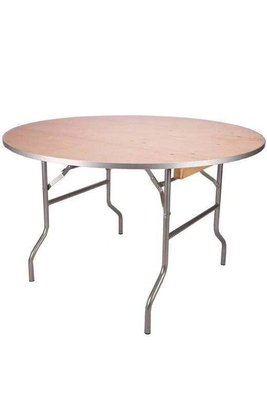 Chivari 48" (4  Foot) Round Heavy Duty Plywood Folding Banquet Table TPLYRD48M-AX-T