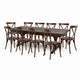 Chivari Fruitwood X-Leg Farm Table Dining Set with 10 Chairs TFARM-FRUITWOOD-X-LEG-KIT-CXR-AX