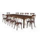 Chivari Fruitwood Fluted Leg Farm Table Dining Set with 10 Chairs TFARM-FRUITWOOD-T-LEG-KIT-CXR-AX