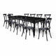 Chivari Black Fluted Leg Farm Table Dining Set with 10 Chairs TFARM-BLACK-T-LEG-KIT-CXR-AX