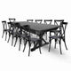 Chivari Black X-Leg Farm Table Dining Set Set with 10 Chairs TFARM-BLACK-X-LEG-KIT-CXR-AX
