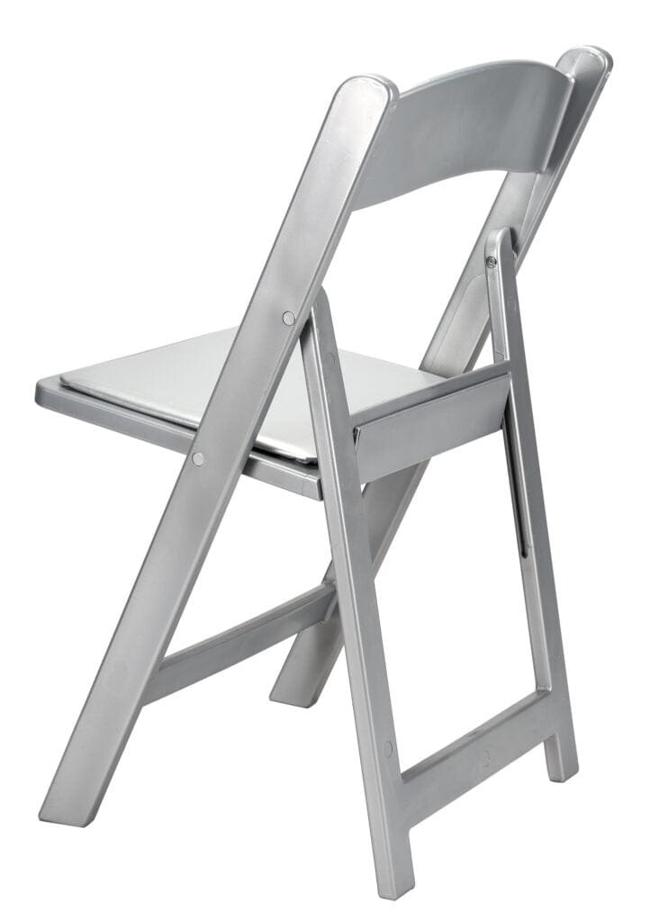 Chivari Silver with Silver Vinyl Cushion Resin Steel Skeleton™ Folding Chair CFRS-ST-A
