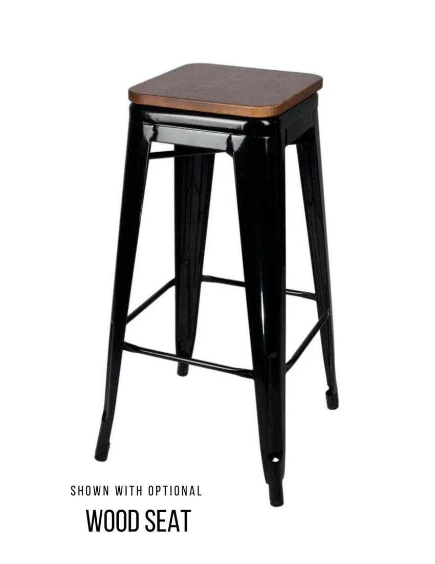 Chivari Black Semi-Gloss Tolix Style Metal Stool BTMBM-AX-T