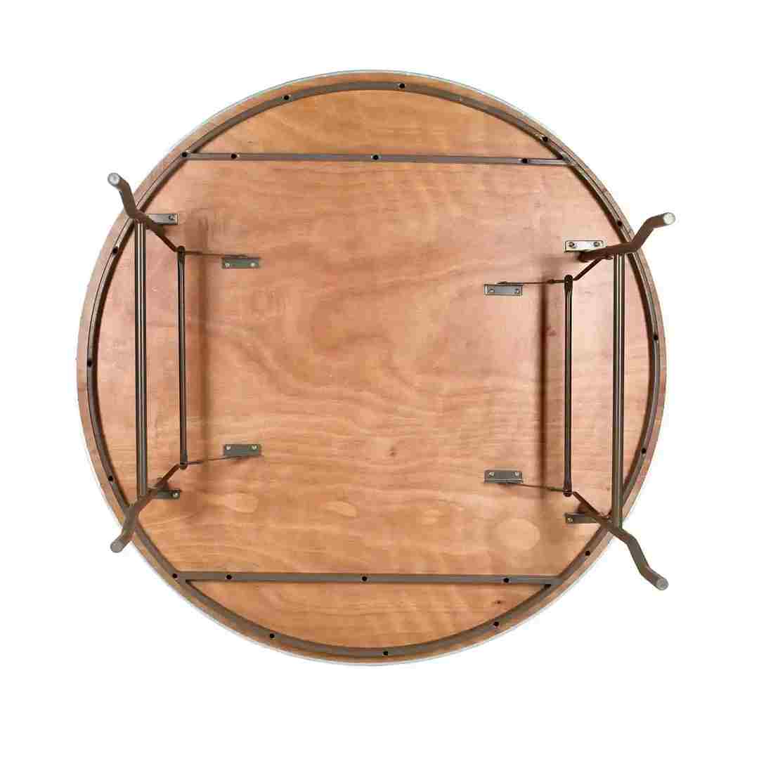 Chivari 60" (5 Foot) Round Heavy Duty Metal Edge Plywood Folding Banquet Table with Steel Skeleton TPLYRD60M-ST-AX