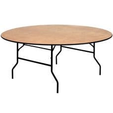 Chivari 72" (6 Foot) Round Heavy Duty Vinyl Edge Plywood Folding Banquet Table TPLYRD72V-AX-T