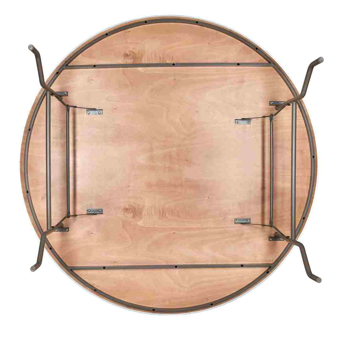 Chivari 72" (6 Foot) Round Heavy Duty Metal Edge Plywood Folding Banquet Table with Steel Skeleton TPLYRD72M-ST-AX