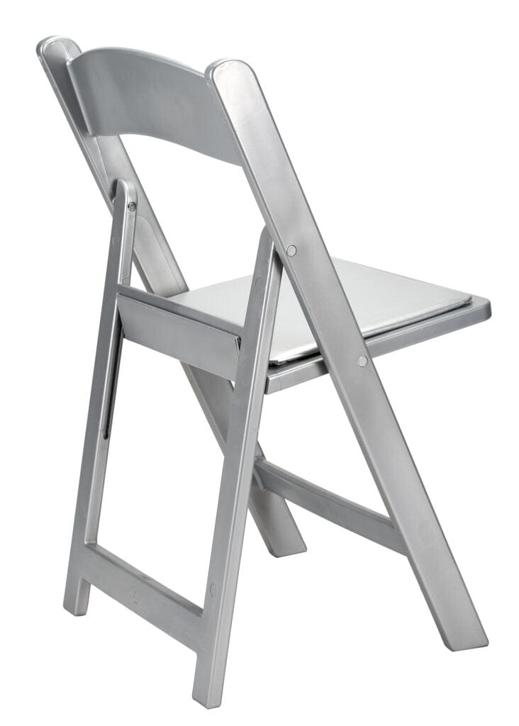Chivari Silver with Silver Vinyl Cushion Resin Steel Skeleton™ Folding Chair CFRS-ST-A