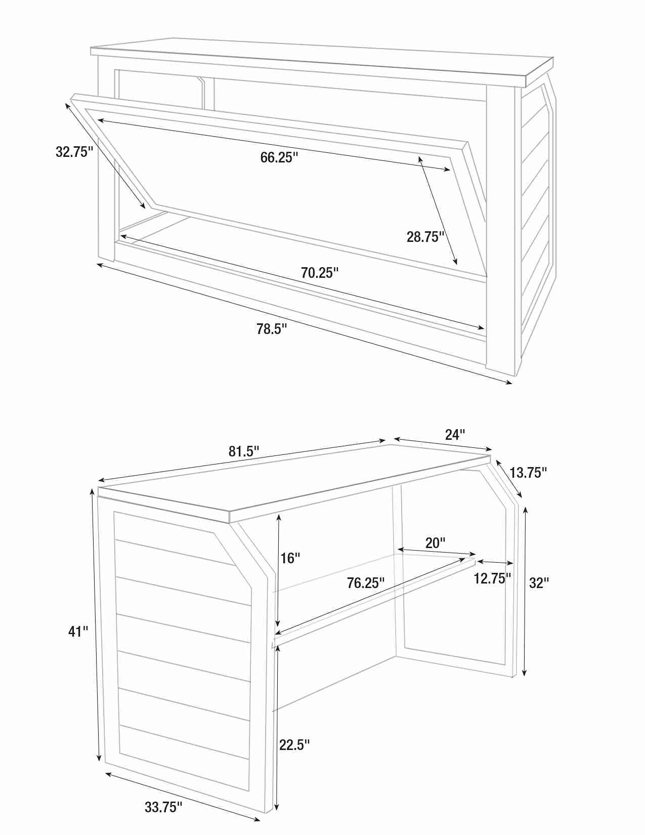 Chivari 7' Black Portable Folding Bar with Reversible Front BAR-FOLD-84KTR-BLK-AX-T