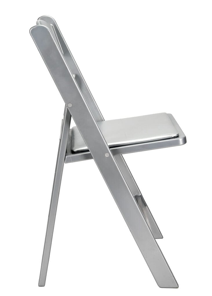 Chivari Silver with Silver Vinyl Cushion Resin Steel Skeleton™ Folding Chair CFRS-ST-A