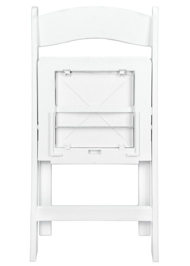 Chivari White WoodGrain™ Resin Steel Skeleton™ Folding Chair with White Seat CFRWB-ST-A