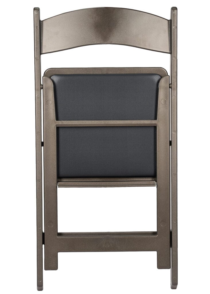 Chivari Silver Onyx with Vinyl Cushion Resin Steel Skeleton™ Folding Chair CFRSO-ST-A