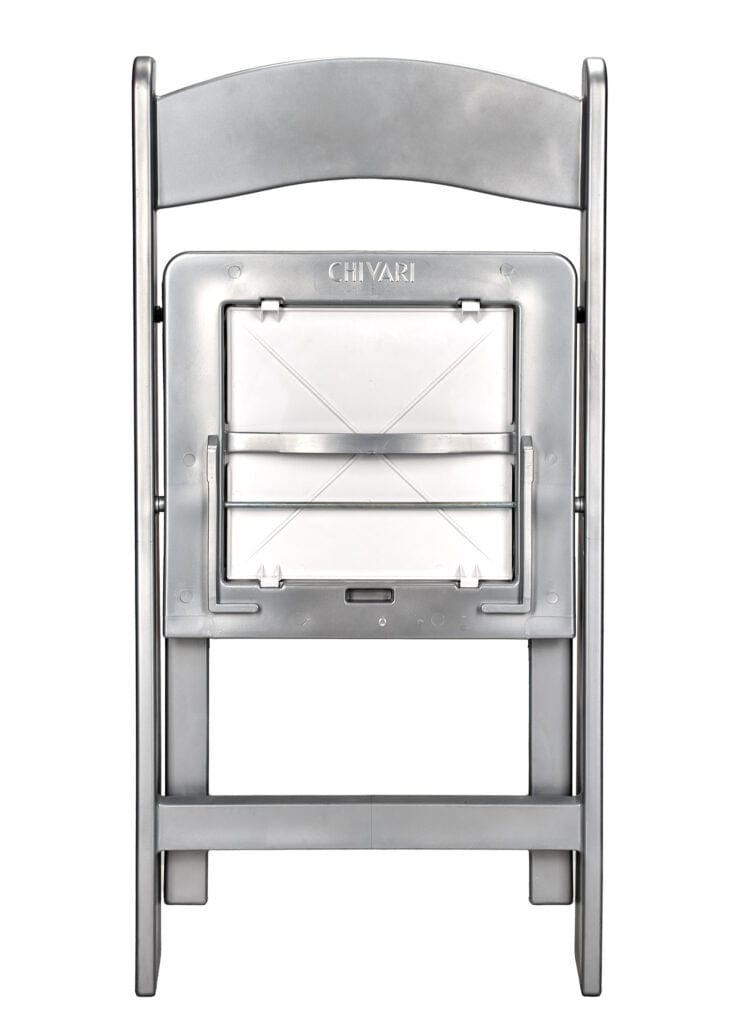Chivari Silver with Silver Vinyl Cushion Resin Steel Skeleton™ Folding Chair CFRS-ST-A