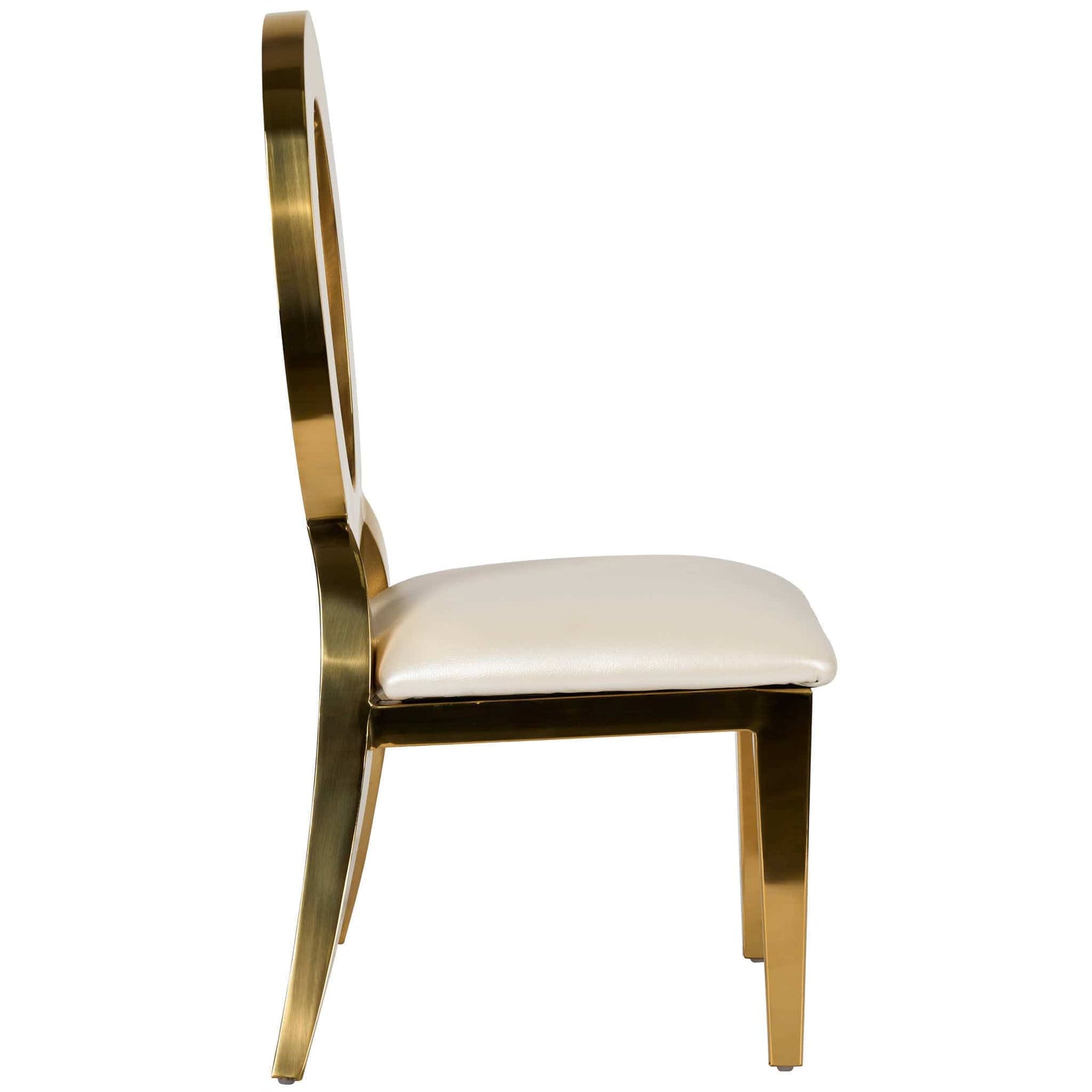 Kids Gold Frame Stainless Steel O Chair with White Vinyl Cushion