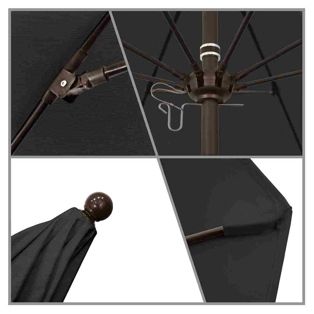 California Umbrellas Black 9' Patio Umbrella Bronze Pole, Sunbrella Canopy CAL-ALTO908117-5408