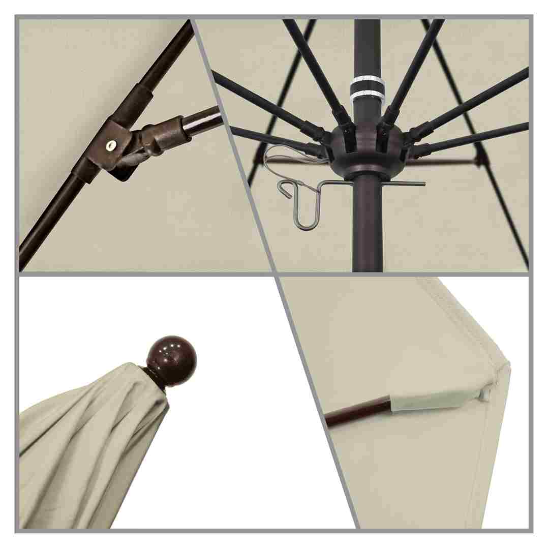 California Umbrellas Antique Beige 9' Patio Umbrella Bronze Pole, Sunbrella Canopy CAL-ALTO908117-5422