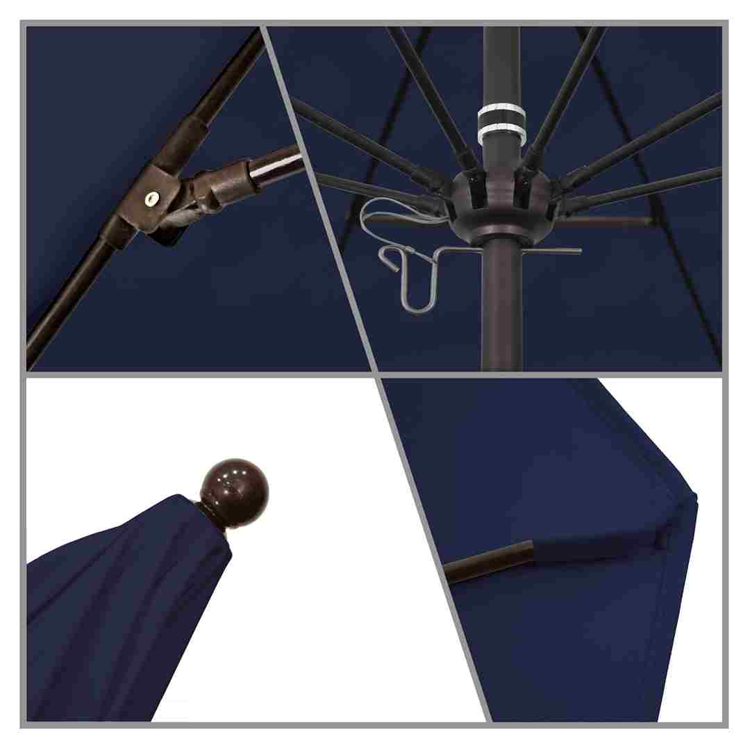 California Umbrellas Navy Blue 9' Patio Umbrella Bronze Pole, Sunbrella Canopy CAL-ALTO908117-5439