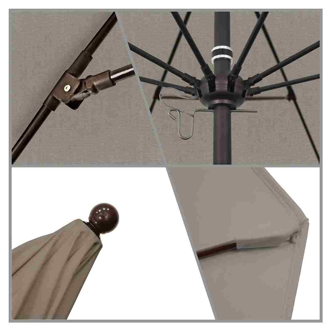 California Umbrellas Taupe 9' Patio Umbrella Bronze Pole, Sunbrella Canopy CAL-ALTO908117-5461