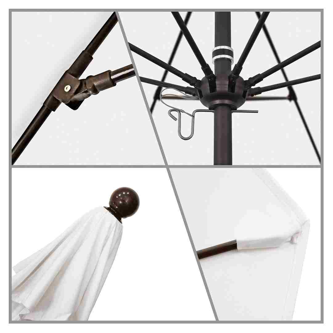 California Umbrellas White 9' Patio Umbrella Bronze Pole, Olefin Canopy CAL-ALTO908117-F04