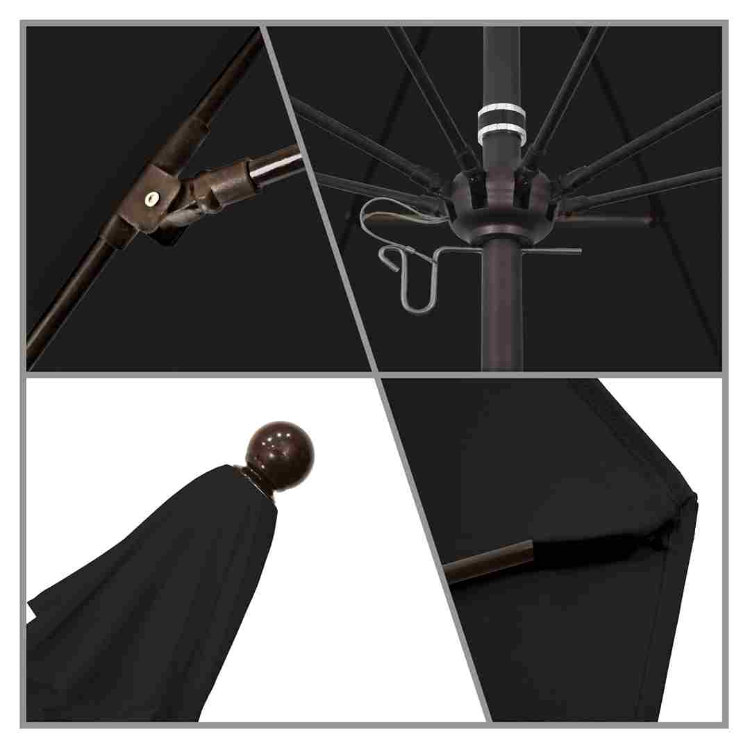 California Umbrellas Black 9' Patio Umbrella Bronze Pole, Olefin Canopy CAL-ALTO908117-F32