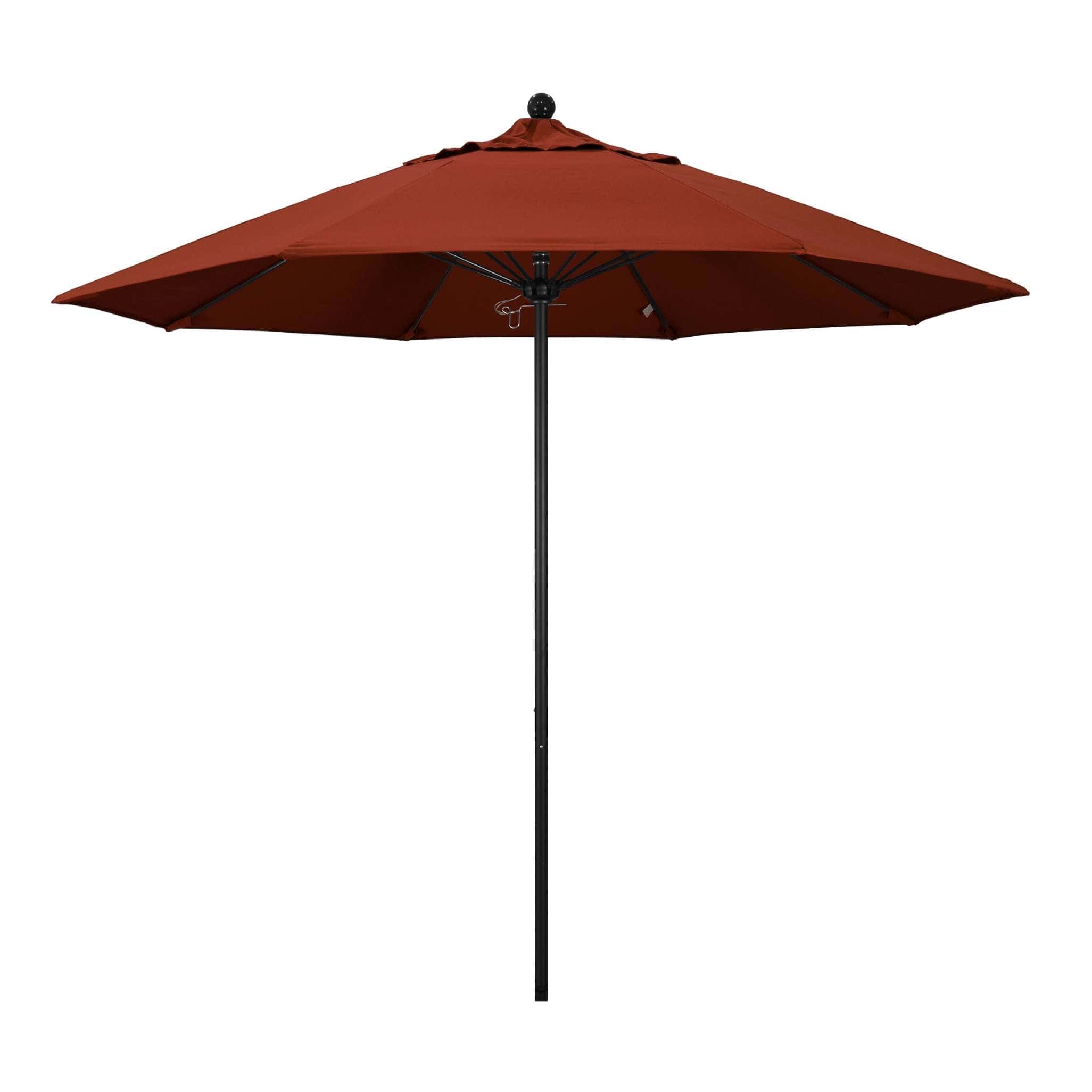 California Umbrellas Terracotta 9' Patio Umbrella Black Pole, Sunbrella Canopy CAL-ALTO908302-5440