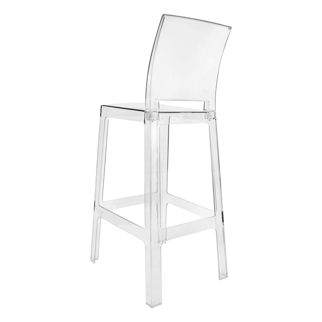 Chivari Clear Resin Square Back Ghost Barstool BGRSQ-ZG-T
