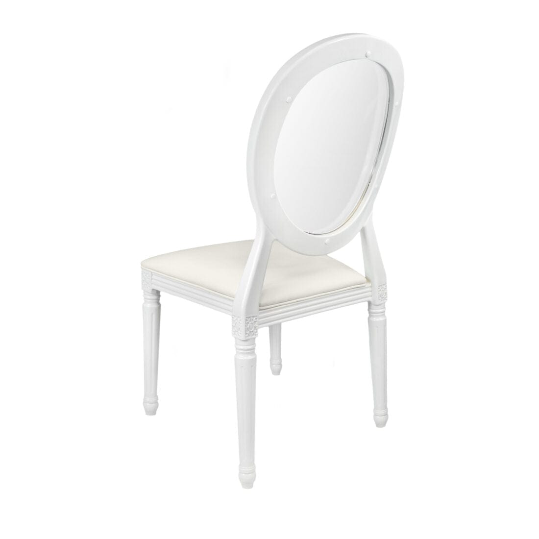 Chivari White Resin Louis Pop Chair Clear Back and White Vinyl Seat CLPRWWC-ZG-T