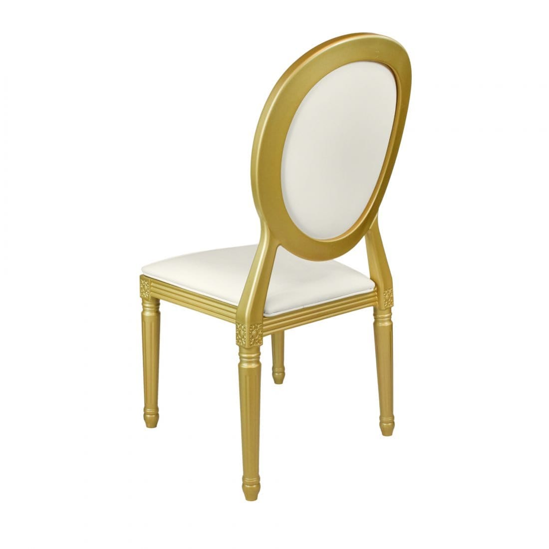 Chivari Gold Resin Louis Pop Chair White Vinyl Back and Seat CLPRSGWW-ZG-T