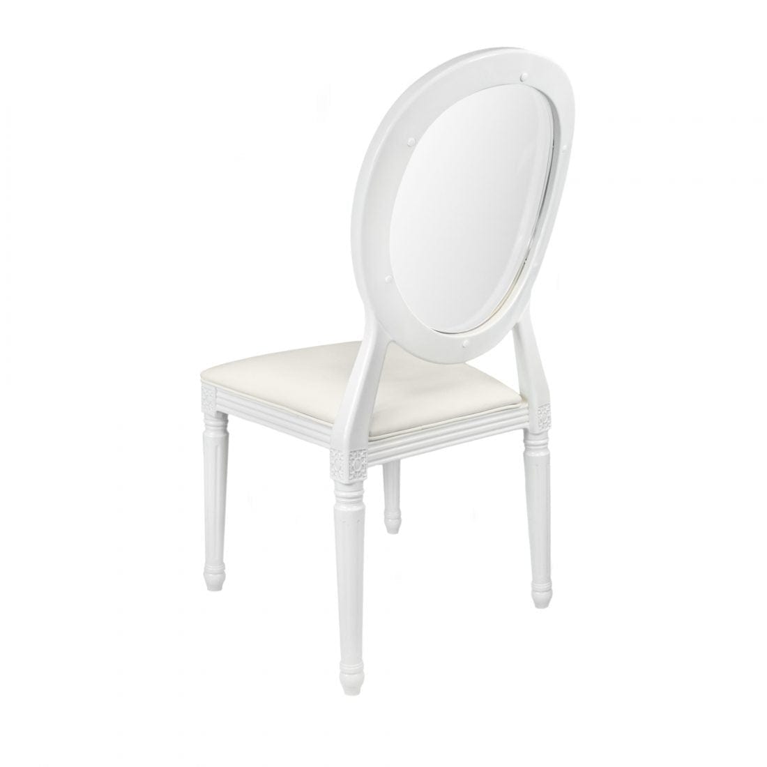 Chivari 32 Chair Pack White Resin Louis Pop Chair Clear Back and White Vinyl Seat CLPRWWC-ZG-T-32