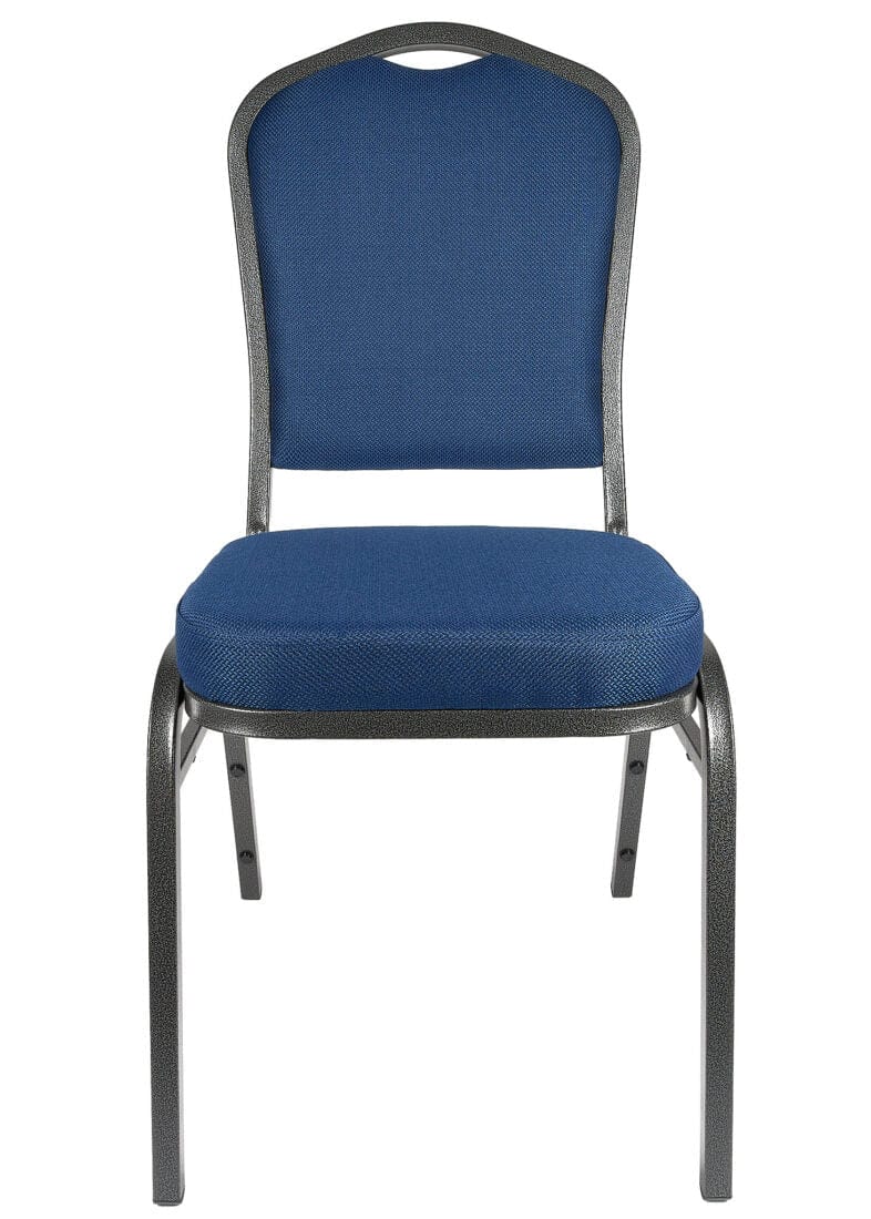 Chivari Navy Blue Fabric Silver Vein Steel Frame Crown Back Banquet Chair CQCFBLU-ZF-T