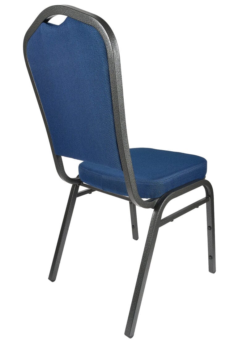 Chivari Navy Blue Fabric Silver Vein Steel Frame Crown Back Banquet Chair CQCFBLU-ZF-T