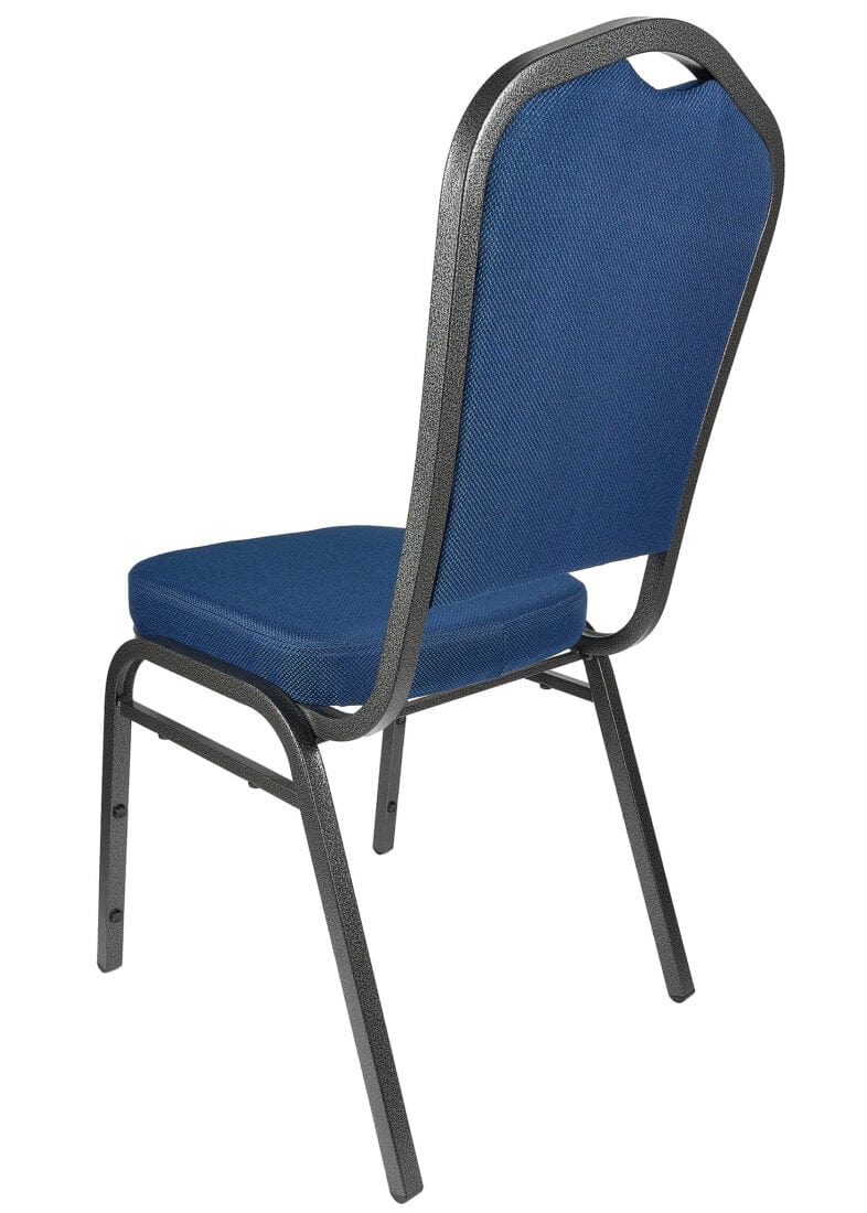 Chivari Navy Blue Fabric Silver Vein Steel Frame Crown Back Banquet Chair CQCFBLU-ZF-T