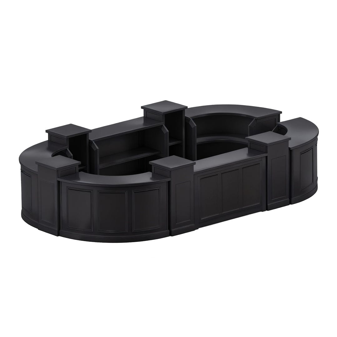 Chivari 50' Black Portable Folding Bar - 11 Piece Set Three Panel Front - Long Island BAR-CFG-BLK-A2-KT