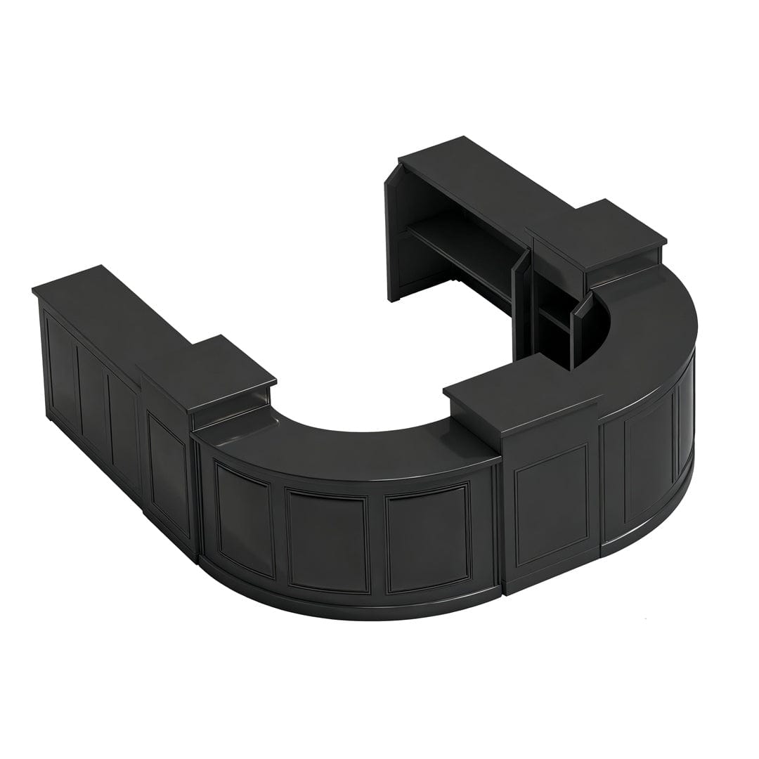 Chivari 32' Black Portable Folding Bar - 7 Piece Set Three Panel Front - Martini BAR-CFG-BLK-C2-KT