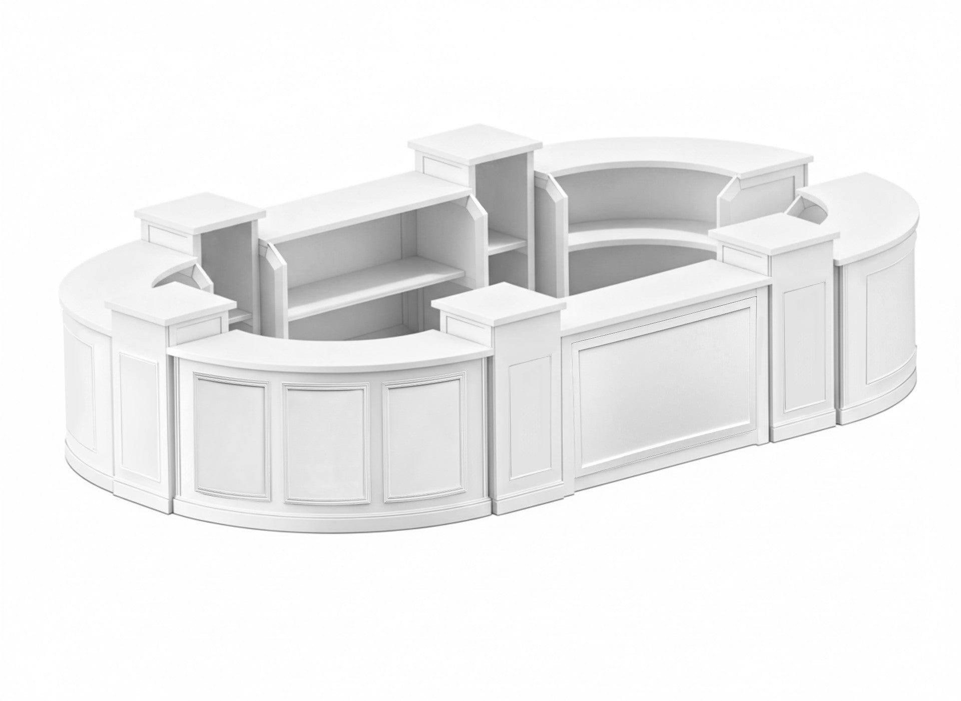 Chivari 50' White Portable Folding Bar - 11 Piece Set Three Panel Front - Long Island BAR-CFG-WHT-A1-KT